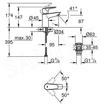 Смеситель для умывальника Grohe BauEdge 23896001