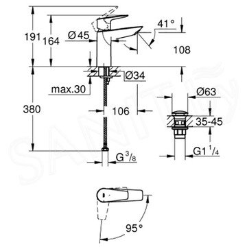 Смеситель для умывальника Grohe BauEdge 23908001