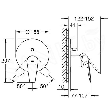 Смеситель встраиваемый Grohe BauEdge 24162001 (2 функции)