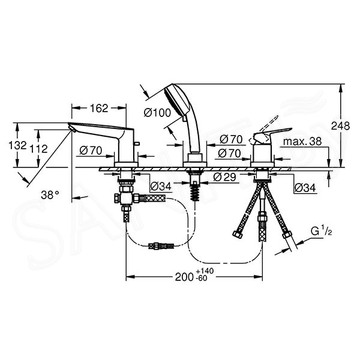 Смеситель на борт ванны Grohe BauEdge 2511710A