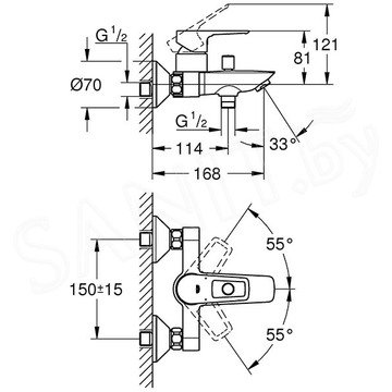 Смеситель для ванны Grohe BauLoop 23602001