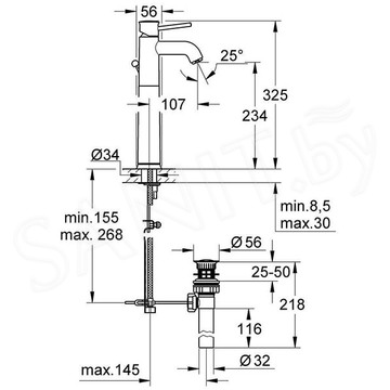 Смеситель для умывальника Grohe BauClassic 32868000