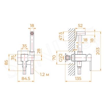 Смеситель встраиваемый RGW SP-212B с гигиеническим душем