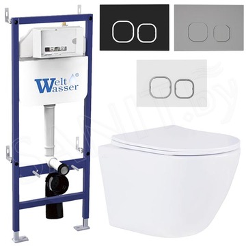 Комплект инсталляции Weltwasser Bamberg 460 с кнопкой и унитазом Roxen Antares 530185-01