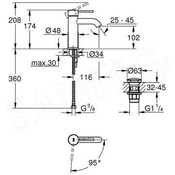 Смеситель для умывальника Grohe Essence 23797001