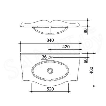 Умывальник Caprigo Bourget 80 GC18R 11012 / 90 GC18R 11013 / 120 GC18R 11016