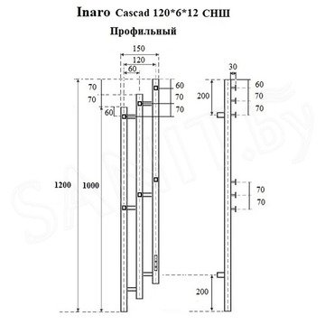 Полотенцесушитель Маргроид Ferrum Inaro 3 Cascade СНШ электрический (таймер) 6 крючков черный матовый