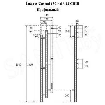 Полотенцесушитель Маргроид Ferrum Inaro 3 Cascade СНШ электрический (таймер) 6 крючков графит