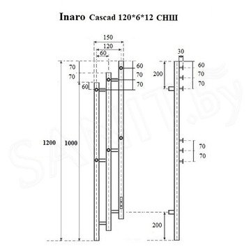 Полотенцесушитель Маргроид Ferrum Inaro 3 Cascade СНШ электрический (таймер) 6 крючков графит