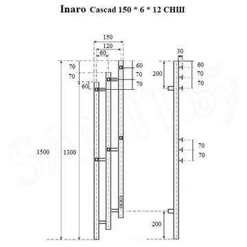 Полотенцесушитель Маргроид Ferrum Inaro 3 Cascade СНШ электрический (таймер) 6 крючков белый матовый