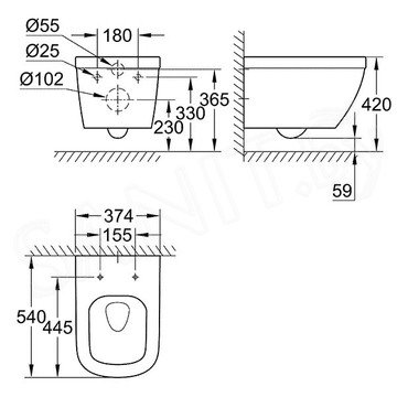 Подвесной унитаз Grohe Euro Ceramic 39328000 безободковый