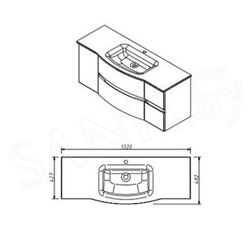 Умывальник Caprigo Integra 130 GC18R INT130