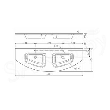 Умывальник Caprigo Legato 155 OW15-3020-SILVER