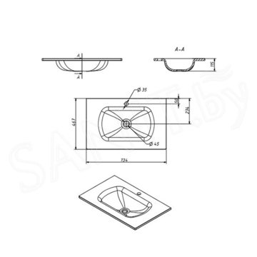 Умывальник Caprigo Milano 75 GC18R 14311 / 85 GC18R 14312 / 105 GC18R 14314