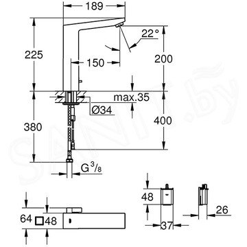 Смеситель для умывальника Grohe Eurocube E 36441000 сенсорный