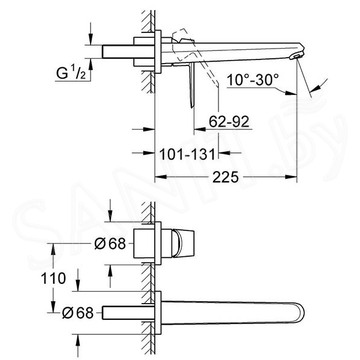 Смеситель встраиваемый Grohe Eurodisc Cosmopolitan 19974002