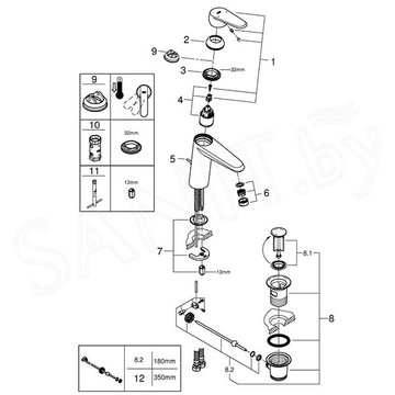 Смеситель для умывальника Grohe Eurodisc Cosmopolitan 23448002