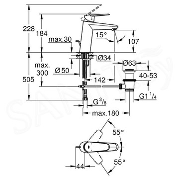 Смеситель для умывальника Grohe Eurodisc Cosmopolitan 23448002