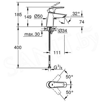 Смеситель для умывальника Grohe Eurosmart 23967003