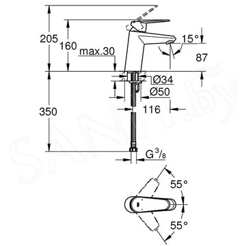 Смеситель для умывальника Grohe Eurodisc Cosmopolitan 3246920E