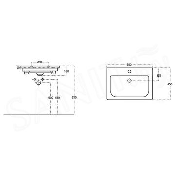 Умывальник Caprigo Soft 65 SF 65 / 80 SF 80 / 90 SF 90 / 100 SF 100 / 120 SF 120