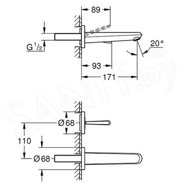 Смеситель встраиваемый Grohe Eurodisc Joy 19968000