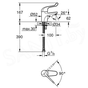 Смеситель для умывальника Grohe Euroeco Special 32789000