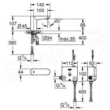 Смеситель для умывальника Grohe Euroeco Cosmopolitan E 36384000 сенсорный
