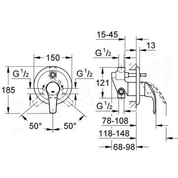 Смеситель встраиваемый Grohe Eurosmart 33305001 (2 функции)