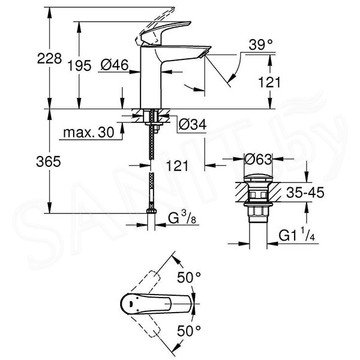 Смеситель для умывальника Grohe Eurosmart 23923003