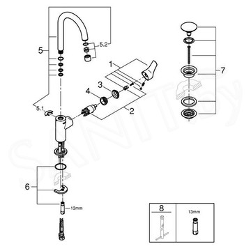 Смеситель для умывальника Grohe Eurosmart 23970003