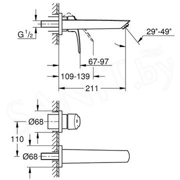 Смеситель встраиваемый Grohe Eurosmart 29338003