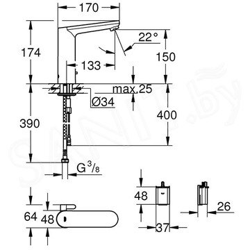 Смеситель для умывальника Grohe Eurosmart Cosmopolitan E 36422000 сенсорный