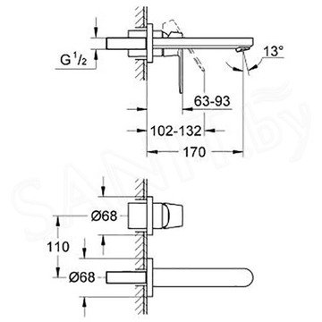 Смеситель встраиваемый Grohe Eurosmart Cosmopolitan 19381000