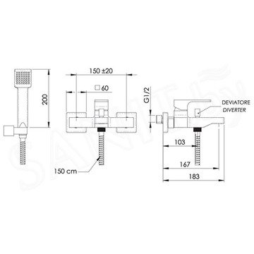 Смеситель для ванны Remer Absolute AU02BO