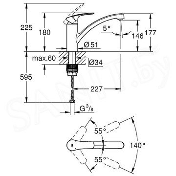 Смеситель для кухонной мойки Grohe Eurosmart 3328130E