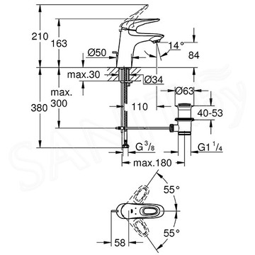 Смеситель для умывальника Grohe Eurostyle 23564003