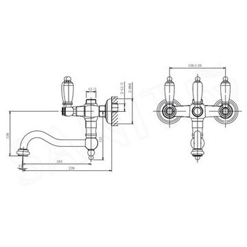 Смеситель для ванны Caprigo Adria-classic Metal Edition 03M-518-VOT