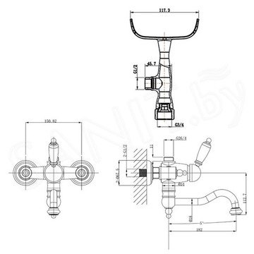 Смеситель для ванны Caprigo Adria-uno 02-511-CRM