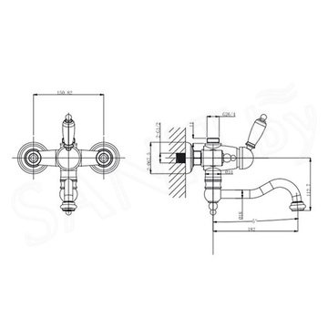 Смеситель для ванны Caprigo Adria-uno 02-519-CRM