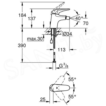 Смеситель для биде Grohe Eurostyle Solid 23721003