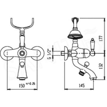 Смеситель для ванны Caprigo Antique 04-011-crm