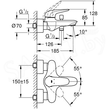 Смеситель для ванны Grohe Eurostyle Solid 23726LS3