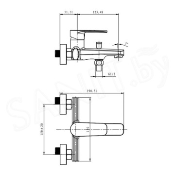 Смеситель для ванны Caprigo Atlantic 51-011-CRM