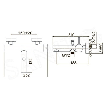 Смеситель для ванны Caprigo Don 53-011-BRG