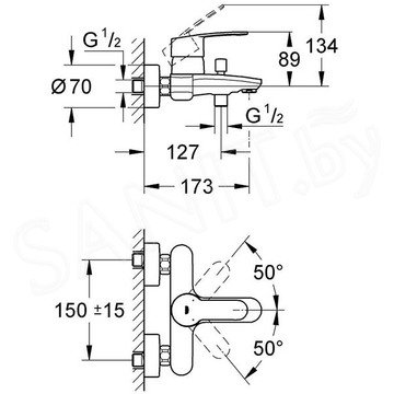 Смеситель для ванны Grohe Eurostyle Cosmopolitan 33591002