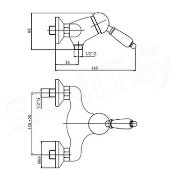 Смеситель для душа Caprigo Adria-uno 02-017-vot