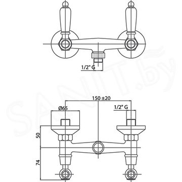 Смеситель для душа Caprigo Adria-classic 03-015-CRM