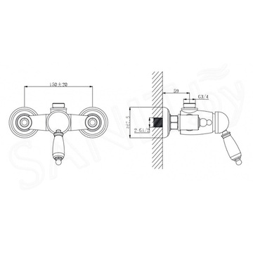 Смеситель для душа Caprigo Adria-uno 02-517-CRM