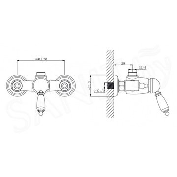 Смеситель для душа Caprigo Adria-uno 02-517-VOT